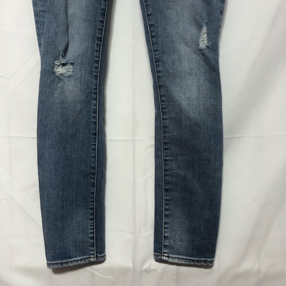Gap 1969 Always Skinny Blue Jean Womens 24 Medium Wash Stretch Distressed Denim - Picture 3 of 8